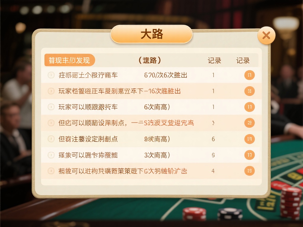 举例来说，如果在“大路”记录中发现庄家连续六次胜出