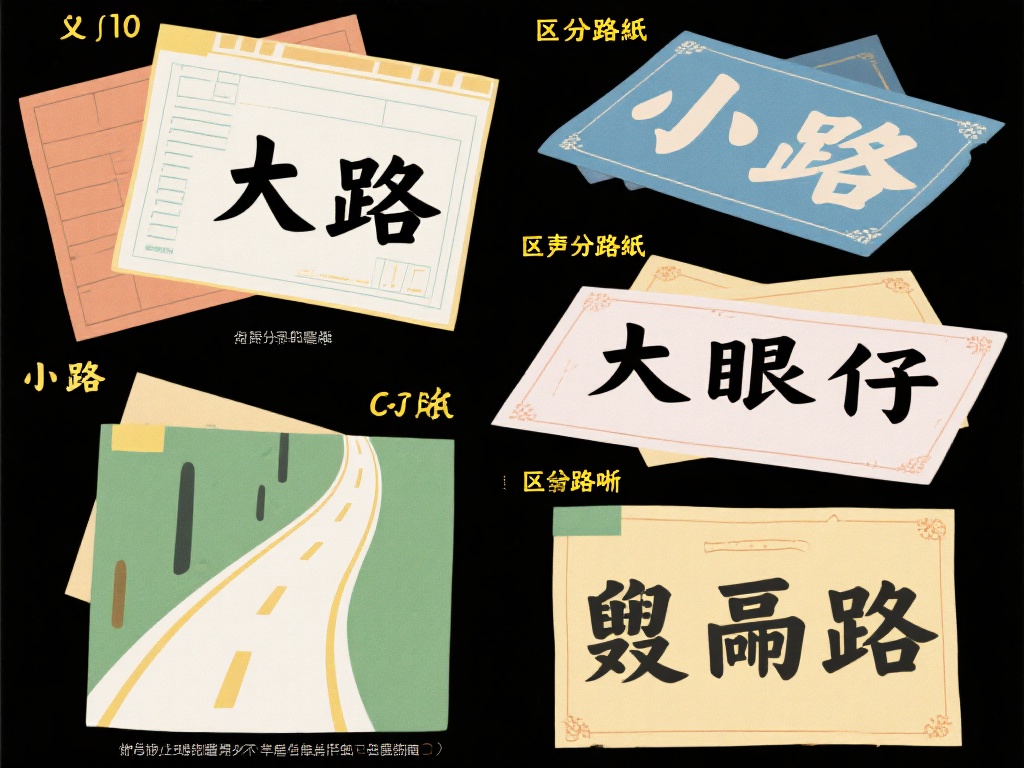 区分路纸的种类
路纸分成不同种类，包括“大路”、